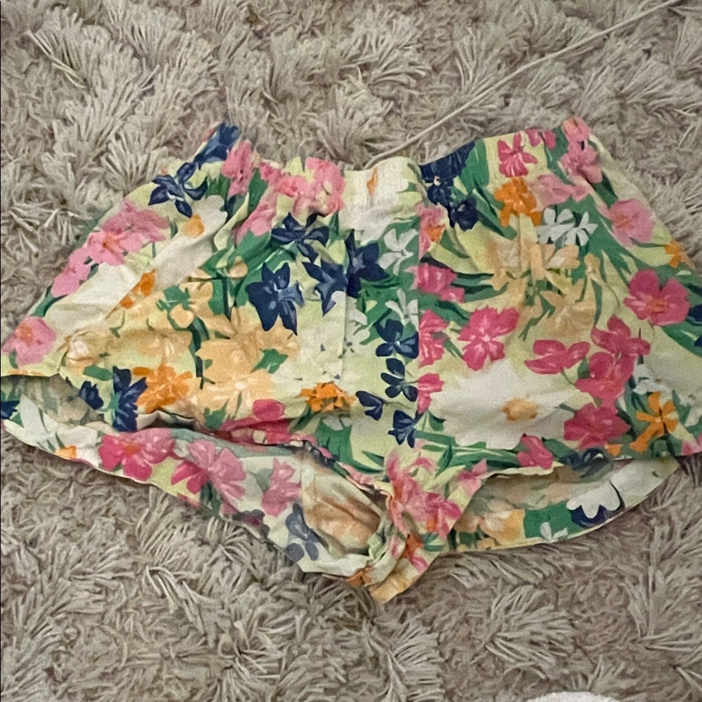 Old Navy Floral High Waist Women's Shorts - Pink, Yellow, Green